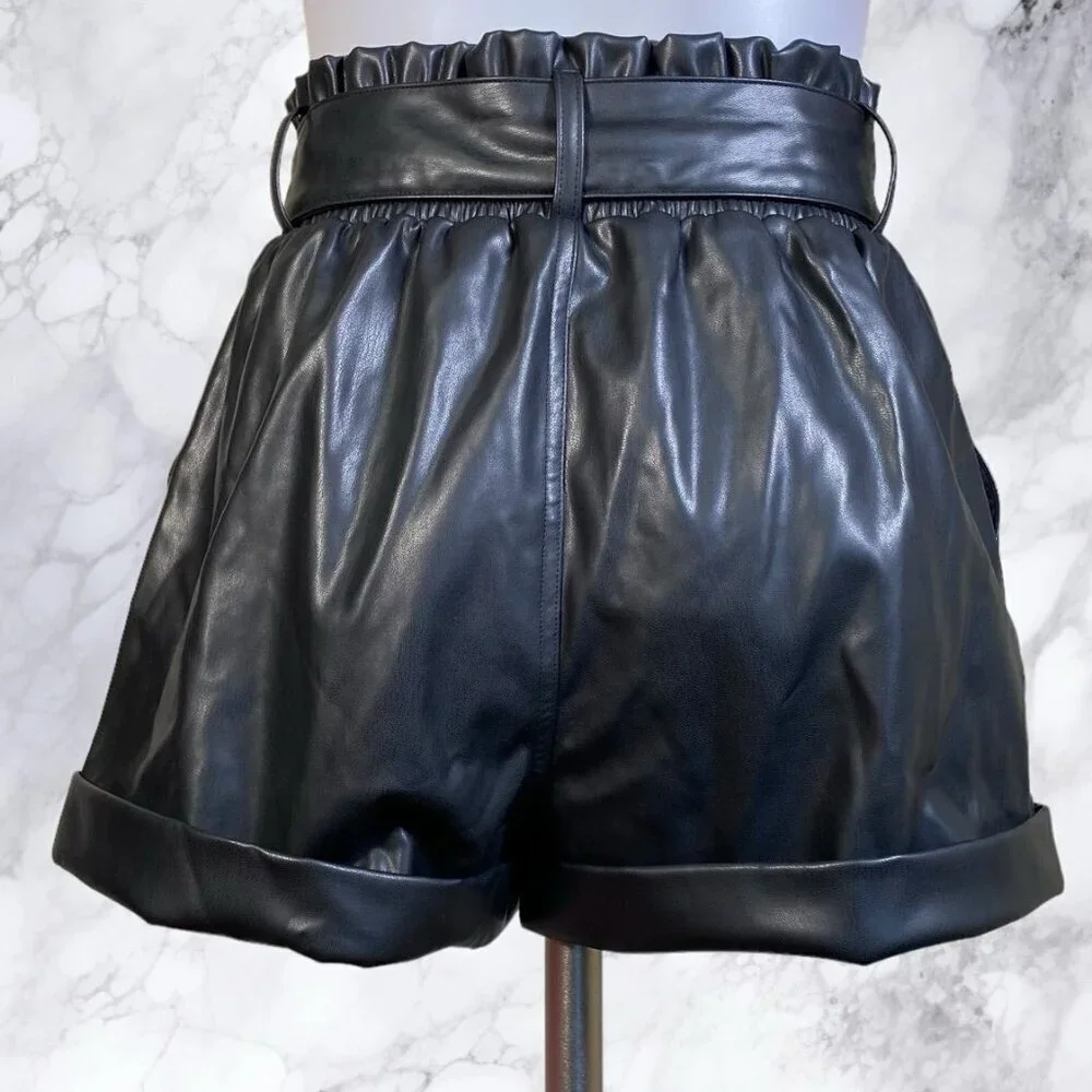 superdown Kenzie Faux Leather Short in Black